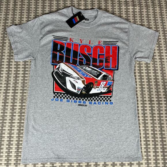 Kyle Busch NASCAR Joe Gibbs Racing Gray T Shirt Men’s Sz M NWT - Picture 1 of 4
